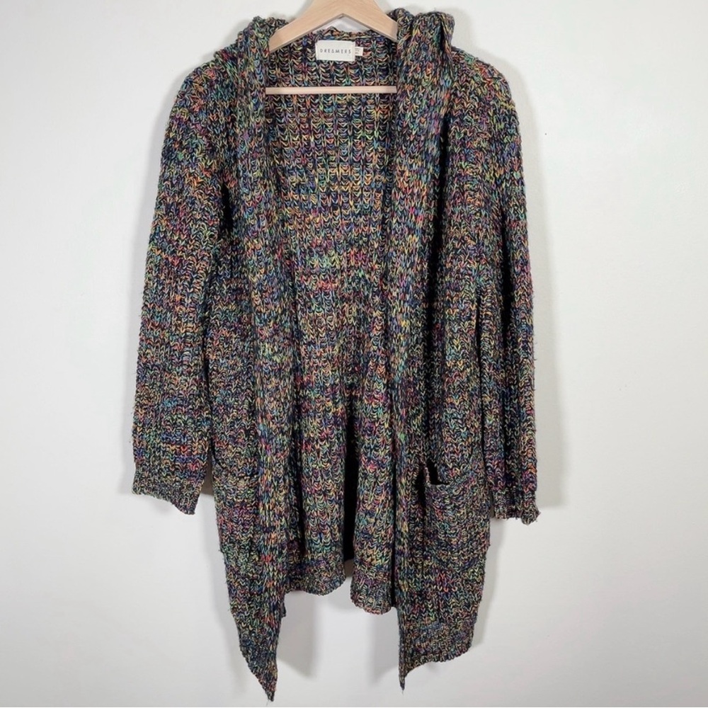 EUC Dreamers hooded open multi-coloured cardigan. Sz M